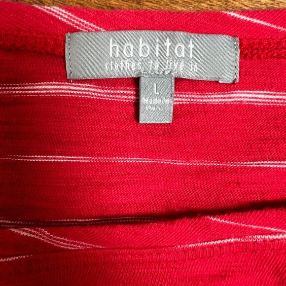 Habitat Top Womens Large Red Stripe Asymmetrical 3/4 Sleeve Clothes To Live In L - Picture 8 of 10